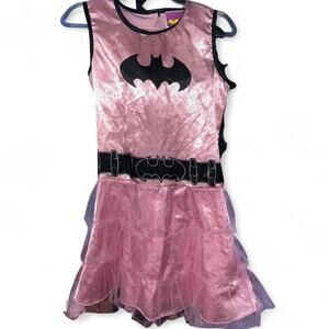 Pastel Pink Black Batgirl Kids Costume Dress Glitter Tulle L Large Halloween